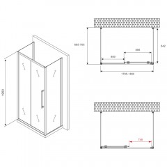 Душевое ограждение Abber Schwarzer Diamant AG30180BH-S70B-S70B