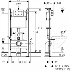 Инсталляция Geberit 458.149.21.1 + кнопка смыва Delta01 115.107.21.1 + унитаз Bloomix Orion MD12177T/UF01 безободковый торнадо с сиденьем