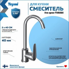 Смеситель для кухни Teymi Iva T10221