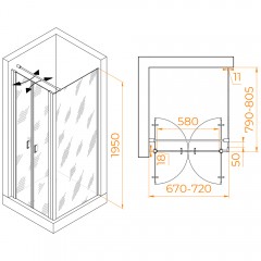 Душевое ограждение RGW Passage PA-144 70x80 060814478-011