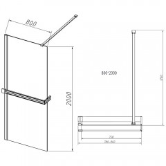 Душевое ограждение Vincea Walk-In HR VSW-4HR800CGG