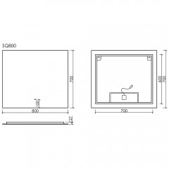 Зеркало Sancos Square SQ800