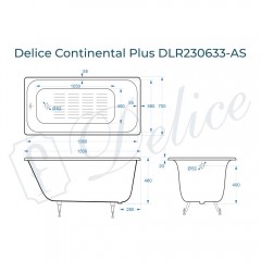 Ванна чугунная Delice France Continental Plus 150x70 DLR230633-AS