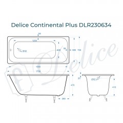 Ванна чугунная Delice France Continental Plus 170x70 DLR230634