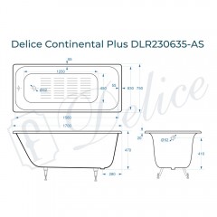 Ванна чугунная Delice France Continental Plus 170x75 DLR230635-AS