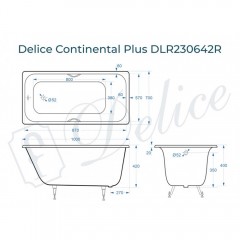 Ванна чугунная Delice France Continental Plus 100x70 DLR230642R