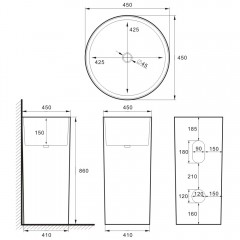 Раковина-моноблок напольная SantiLine SL-4014MW