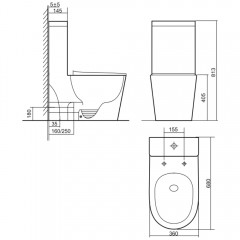 Унитаз SantiLine SL-5029MB моноблок безободковый торнадо