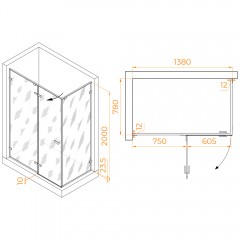 Душевое ограждение RGW Stilvoll SV-040Gr 80x140 353204084-110