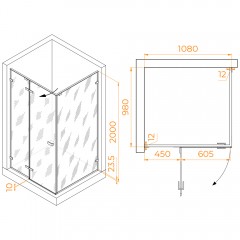 Душевое ограждение RGW Stilvoll SV-040Gr 100x110 353204001-110