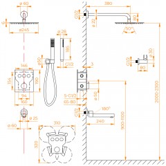 Душевая система встраиваемая RGW SP-370B термостат