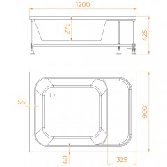 Поддон акриловый RGW Acryl BC/L 90x120 16180692-91