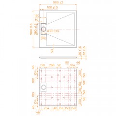 Поддон из стеклопластика RGW SMC TUS-W 90x90 55370199-01