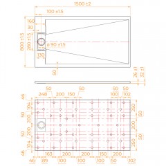 Поддон из стеклопластика RGW SMC TUS-W 80x150 553702815-01