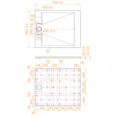 Поддон из стеклопластика RGW SMC TUS-W 90x110 553702911-01