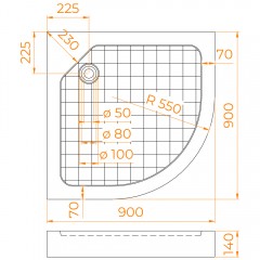 Поддон из стеклопластика RGW SMC/R-W 90x90 57350499-01