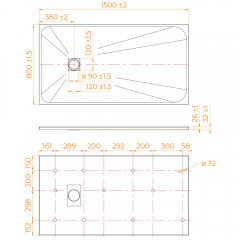 Поддон из стеклопластика RGW SMC TSS-W 80x150 553502815-01