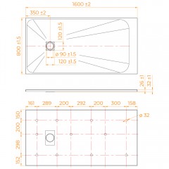 Поддон из стеклопластика RGW SMC TSS-W 80x160 553502816-01