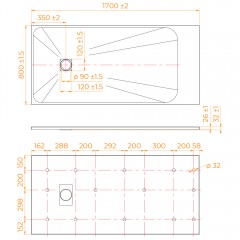 Поддон из стеклопластика RGW SMC TSS-W 80x170 553502817-01