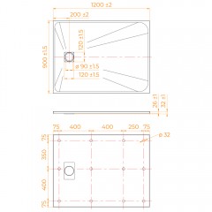 Поддон из стеклопластика RGW SMC TSS-W 90x120 553502912-01