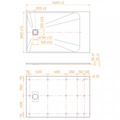 Поддон из стеклопластика RGW SMC TSS-W 90x140 553502914-01