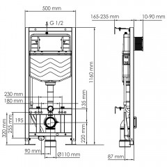 Инсталляция для подвесного унитаза WasserKRAFT Aller 10TLT.010.ME.CH01 с кнопкой смыва