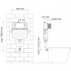 Бачок встраиваемый WasserKRAFT Aller 10TLT.031.ME.BN01 с кнопкой смыва