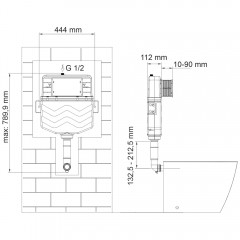 Бачок встраиваемый WasserKRAFT Aller 10TLT.031.ME.BN02 с кнопкой смыва