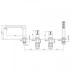 Смеситель на борт ванны BelBagno Uno UNO-BVD4-CRM