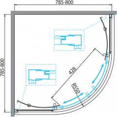 Душевой угол BelBagno Due DUE-R-2-80-C-Cr