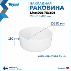 Раковина накладная Teymi Lina D31 T51101