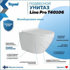 Унитаз подвесной Teymi Lina Pro T40106 безободковый