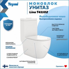 Унитаз Teymi Lina T41102 моноблок безободковый