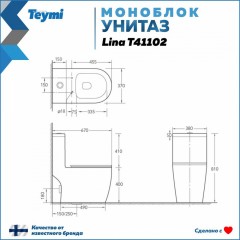 Унитаз Teymi Lina T41102 моноблок безободковый