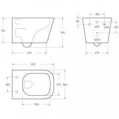 Унитаз подвесной BelBagno Ardente-C BB3202CHR-MB+BB3202SC-MB безободковый