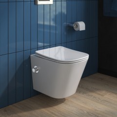 Унитаз подвесной BelBagno Due BB3103CHR-BS+BB3103/3106SC безободковый с функцией биде и смесителем