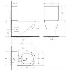 Унитаз BelBagno Energia BB8134CPR+BB8134T+BB8134SC безободковый