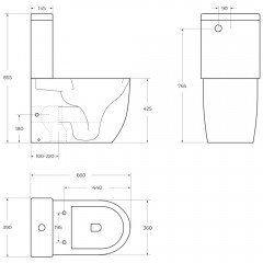 Унитаз BelBagno Sfera-R BB2141CPR+BB2141T+BB2111SC безободковый