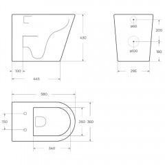 Унитаз приставной BelBagno Flay-R BB1003CBR+BB2111SC безободковый