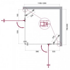 Душевой угол BelBagno Kraft KRAFT-AH-22-120/80-C-Cr-R