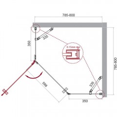 Душевой угол BelBagno Kraft KRAFT-P-1-80-C-Cr-L