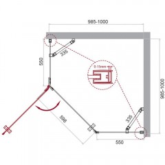 Душевой угол BelBagno Kraft KRAFT-P-1-100-C-Cr-L