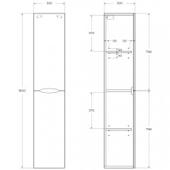 Пенал BelBagno Acqua 32 cemento verona grigio ACQUA-1600-2A-SC-CVG-P