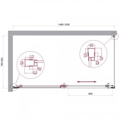 Душевой угол BelBagno Luce LUCE-AH-1-150/80-C-Cr