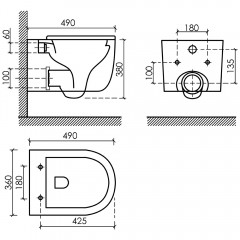 Унитаз подвесной Ceramica Nova Ulma CN4006MB безободковый