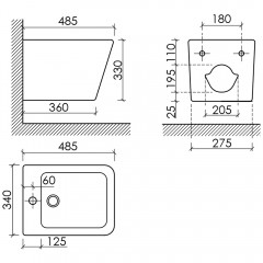 Биде подвесное Ceramica Nova Union CN4010MB