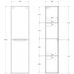 Пенал BelBagno Etna 40 rovere grigio ETNA-1500-2A-SC-RG-P-L