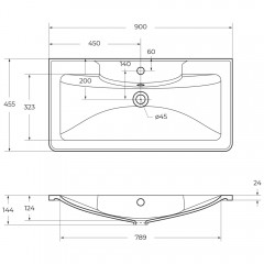 Раковина мебельная BelBagno BB900/455-LV-MR-ALR