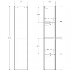 Пенал BelBagno Kraft 33 bianco opaco KRAFT-1600-2A-SC-BO-L