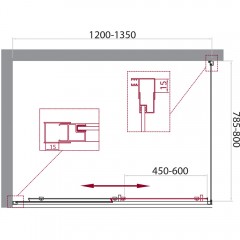 Душевое ограждение BelBagno Unique UNIQUE-AH-1-120/135-80-M-Cr